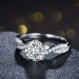 1.5ct Round Cut Diamond Engagement Ring Twisted Promise 14k White Gold Finish