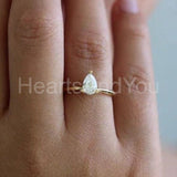 0.4ct Pear Simulated Diamond Solitaire Engagement Ring 14k Yellow Gold Plated