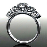 5 Stone Anniversary Wedding Ring Band 2ct Round Cut Diamond 14k WhiteGold Finish