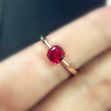1ct Cushion Cut Pink Ruby Engagement Ring Solitaire Women 14k Yellow Gold Finish