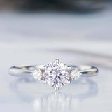 1.2ct Round Cut VVS1D Diamond Engagement Ring Three Stone 14k White Gold Finish