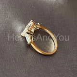 0.3ct Emerald Cut Simulated Diamond Three Stone Ring 14k Yellow Gold Plated