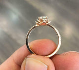 1ct Round Diamond Engagement Ring Flower Solitaire with Accent 14k RoseGold Over