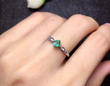 0.56ct Engagement Ring Oval Cut Green Emerald Minimalist 14k White Gold Finish