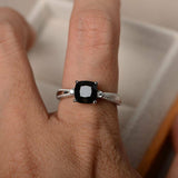 0.5ct Cushion Cut Black Diamond Solitaire Engagement Ring 14k White Gold Finish