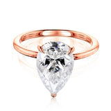 0.4ct Pear Simulated Diamond Hidden Halo Engagement Ring 14k Yellow Gold Plated