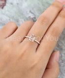 1ct Emerald Cut Simulated Morganite Solitaire Accents Ring 14k Rose Gold Plated