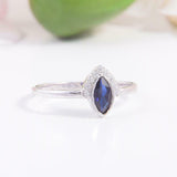 1.5ct Marquise Blue Sapphire Engagement Ring Unique Stylish 14k White Gold Over