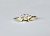0.7ct Round Cut VVS1D Diamond Engagement Ring 14k Yellow Gold Finish Devil Eye