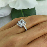 1ct Radiant Cut Diamond Vintage Rectangle Engagement Ring 14k White Gold Finish