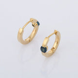 1ct Hoop Earrings Round Cut Blue Sapphire Solitaire 14k Yellow Gold Finish