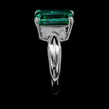1Ct Green Emerald Solitaire Engagement Ring 14K White Gold Finish