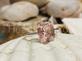 2.3ct Cushion Cut Simulated Peach Morganite Solitaire Ring 14k White Gold Plated