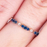 0.5ct Round Cut Simulated Blue Sapphire Minimalist Band 14k White Gold Plated