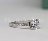 2.1ct Round Cut Moissanite Pave Accented Engagement Ring 14K White Gold Plated