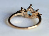 1.6ct Engagement Ring Pear Cut Blue Aquamarine Leaf Accent 14k YellowGold Finish