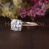 0.5ct Cushion Simulated Diamond Solitaire Engagement Ring 14k Rose Gold Plated