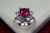 2.25ct Engagement Ring Round Cut Pink Ruby Diamond Floral 14k White Gold Finish