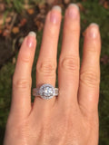 3.5ct Round Cut Diamond Gatsby Iced Halo Engagement Ring 14k White Gold Finish
