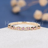 0.3ct Round Cut Simulated Amethyst Half Eternity Wed Band 14k Yellow Gold Plated