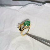 1ct Engagement Ring Oval Cut Green Emerald Bypass Style 14k Yellow Gold Finish