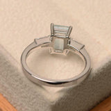 1.9ct Emerald Cut Diamond Baguette Accents Trilogy Ring 14k White Gold Finish