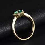 2.3ct Engagement Ring Princess Cut Emerald Ballerina Halo 14k Yellow Gold Finish
