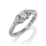1.5ct Pear Cut Diamond Vintage Inspired Solitaire Accent Ring 14k WhiteGold Over