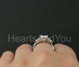 2.2ct Round Cut Moissanite Three Stone Engagement Ring 14k White Gold Plated