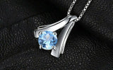 1ct Blue Topaz Pendant Round Cut Split Design 14k White Gold Finish NO CHAIN