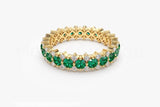 2.1ct Round Cut Simulated Emerald Cocktail Wedding Band 14k Yellow Gold Plated
