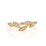 0.3ct Round Cut Moissanite Petal Leaf Women Wedding Band 14k Yellow Gold Plated