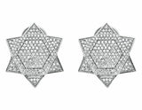 2.2ct Round Cut VVS1D Diamond Star of David Stud Earrings 14k White Gold Finish