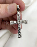 3ct Round Moissanite Cluster Halo Cross Pendant 14k White Gold Plated NO CHAIN