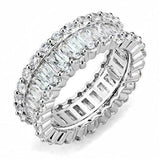 5.5ct Baguette Cut Diamond Round Halo Eternity Wedding Band 14K White Gold Over