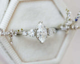 Five Stone Engagement Ring 1.7ct Marquise Cut VVS1 Diamond 14k White Gold Finish