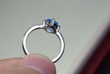 2.25ct Engagement Ring Round Cut Blue Topaz Solitaire 14k White Gold Finish