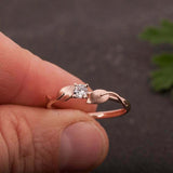 Leaf Solitaire Engagement Ring 1ct Round Cut VVS1D Diamond 14k Rose Gold Finish