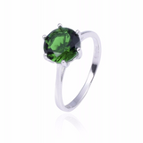 0.8ct Round Cut Green Emerald Engagement Ring 14k White Gold Finish Solitaire