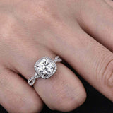 2ct Round Cut Diamond Engagement Ring Halo Twisted Promise 14k White Gold Finish