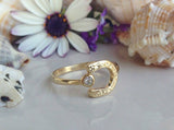 0.2ct Round Cut Diamond Engagement Ring 14k Yellow Gold Finish Lucky Horseshoe