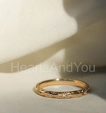 0.2ct Round Cut Moissanite Flush Set Stacking Wedding Band 14k YellowGold Plated