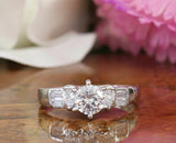 Three Stone Solitaire Engagement Ring 2.3ct Round Cut Diamond 14k WhiteGold Over