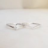 0.5ct Round Cut Moissanite Solitaire Curved Bridal Set 14k White Gold Plated