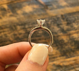 1Ct Round Cut Diamond Six Prong Engagement Solitaire Ring 14K White Gold Finish