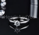 0.5ct Round Cut Moissanite 6 Prong Solitaire Engage Ring 14k White Gold Plated