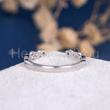 0.5ct Round Cut Simulated Sapphire Open Cuff Wedding Band 14k White Gold Plated