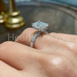 2.1ct Radiant Simulated Diamond Pave Halo Engagement Ring 14k White Gold Plated