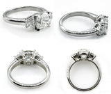 4Ct Cushion Cut Trilogy Engagement Ring 14K White Gold Finish Trapezoid Accents