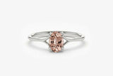 0.9ct Engagement Ring Oval Cut Peach Morganite Solitaire 14k White Gold Finish